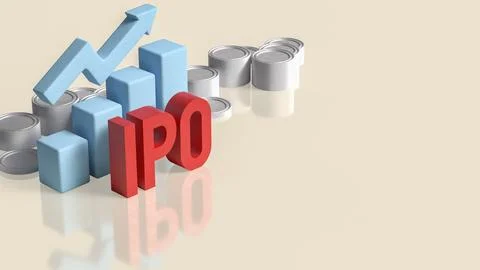 Successful Initial Public Offering with Rising Financial Growth Chart 3d re.. Stock Illustration