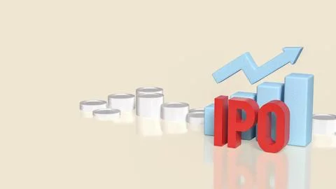Successful Initial Public Offering with Rising Financial Growth Chart 3d re.. Stock-Illustration