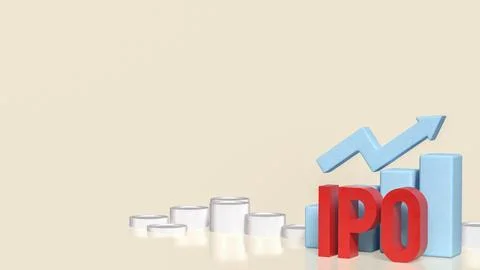 Successful Initial Public Offering with Rising Financial Growth Chart 3d re.. Stockfoto's