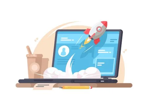 Successful launch of startup Stock Illustration