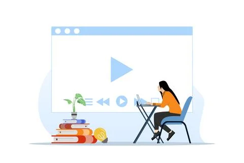 Successful learning concept, online lessons, modern education. Stockillustratie