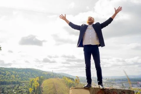 Successful man with a cape Stock Photos