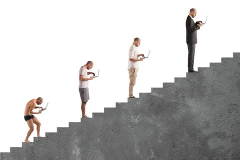 Successful man career evolution 스톡 사진
