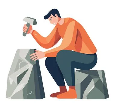 A successful man holding work tools Stock Illustration