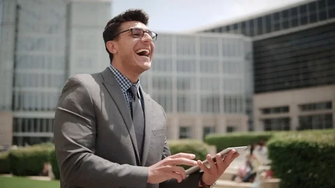 Successful man with a tablet Stock Footage 101850436