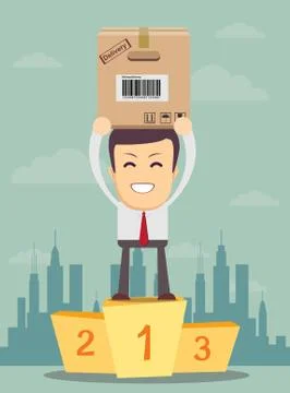 Successful manager on a pedestal Stock Illustration