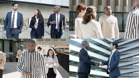 Successful managers walking outside together Stock Footage 130018448