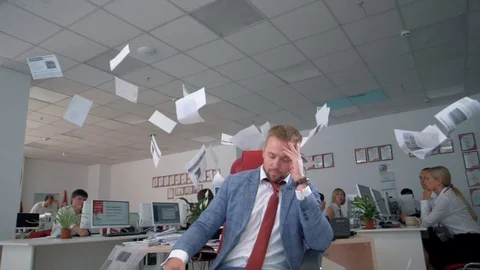 Successful office manager tired of work Stock Footage 128583453