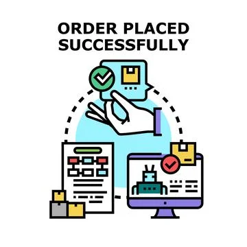 Successful order placing concept for e commerce and delivery Stock Illustration