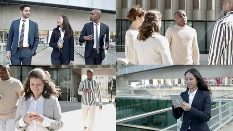 Successful professionals using tablets and phones Stock Footage 130015848