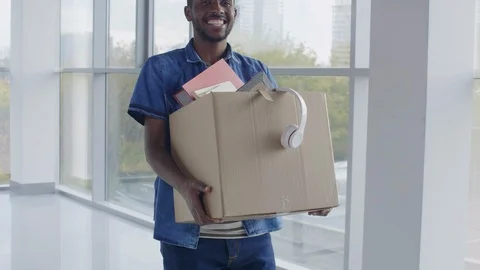 Successful programmer moving to new workplace Video stock 125717129