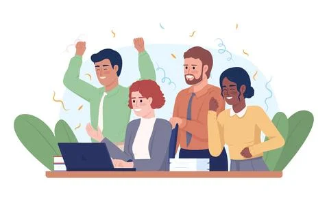 Successful project completion 2D vector isolated illustration Stock Illustration