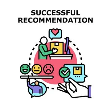 Successful recommendation concept displaying positive customer experience Stock Illustration