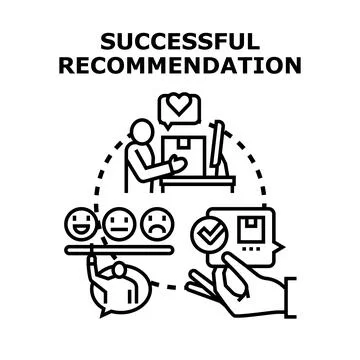 Successful recommendation concept displaying positive customer experience Stock Illustration