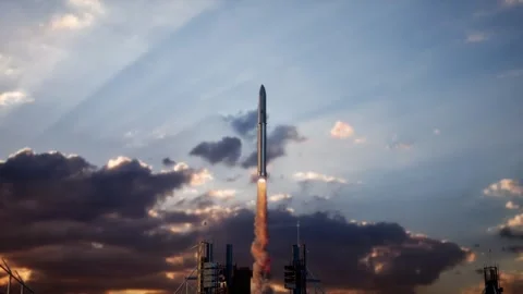 Successful Rocket Launching with Crew on a Space Exploration Mission Video stock 275054978