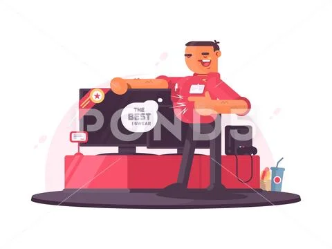 Successful salesman in electrical shop Stock Illustration