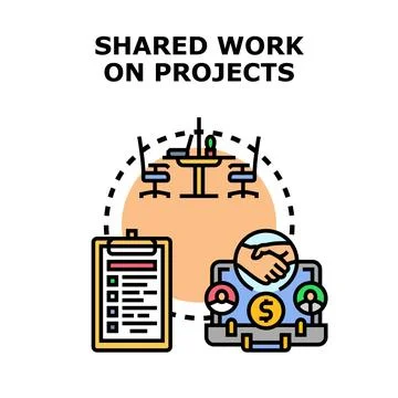 Successful shared work on business projects concept Stock Illustration