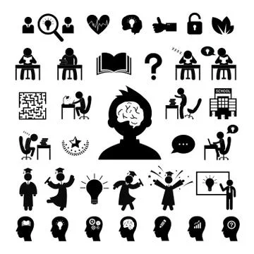 Successful study symbol set Stock Illustration