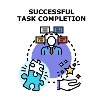 Successful task completion achieving business goal concept Stock Illustration
