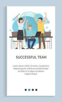 Successful Team, Happy Workers Achieving Success Illustrazione stock