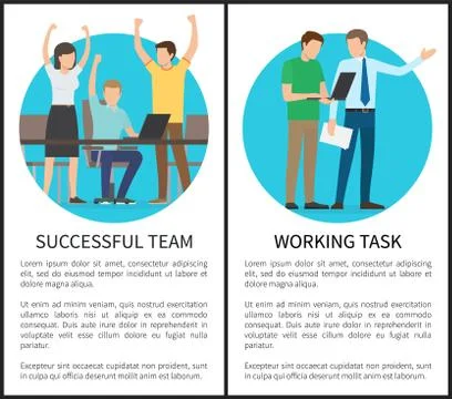 Successful Team Working Task Vector Illustration Stock Illustration