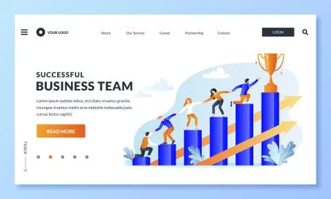 Successful teamwork and support of team leader. People climb chart for the pr Stock Illustration