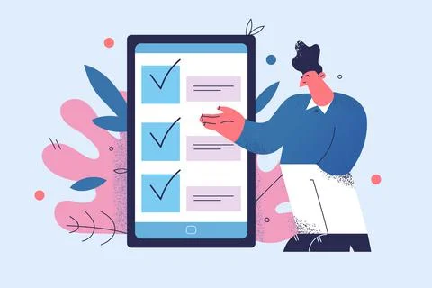 Successful time management and task completion concept Stock Illustration