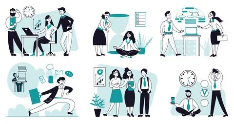 Successful time management. Work task, office schedule and calendar. Workplace 스톡 일러스트