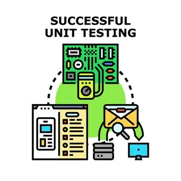 Successful unit testing process software development concept Stock Illustration