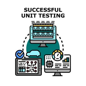 Successful unit testing software development concept Stockillustratie