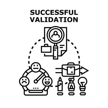 Successful validation process with client satisfaction and idea generation Stock Illustration