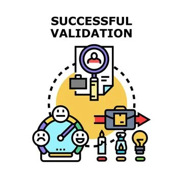 Successful validation process with client satisfaction and idea generation Stock Illustration