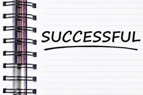 Successful words on spring note book Foto stock