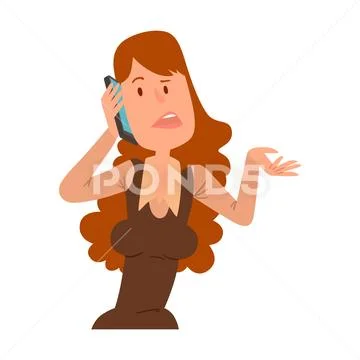 Successful young girl character talking his cell phone vector illustration Stock Illustration