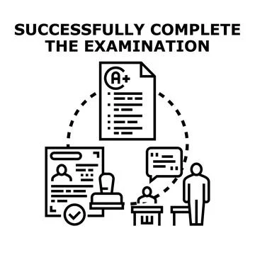 Successfully completing examination, passing test, receiving diploma 스톡 일러스트
