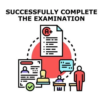 Successfully completing examination, passing test, receiving diploma 库存插图