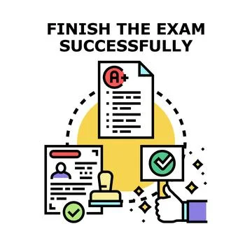 Successfully completing exams achieving good results and certification 스톡 일러스트