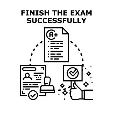 Successfully completing exams achieving good results and certification Stock Illustration