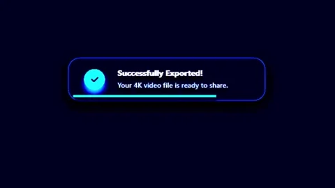 Successfully Exported notification banner animation with 4K video file read.. 스톡 동영상 344710273