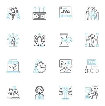 Succession planning linear icons set. Continuity, Development, Growth, Transfer Stock Illustration