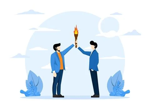 Successor plan, baton passing or transfer to new leader elected. Stock Illustration