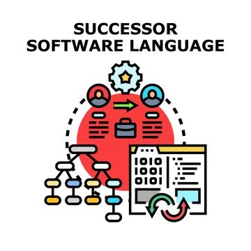 Successor software language development and programming concept Stock Illustration