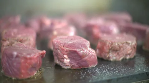 Succulant Steaks Cooking Stock Footage 33627109