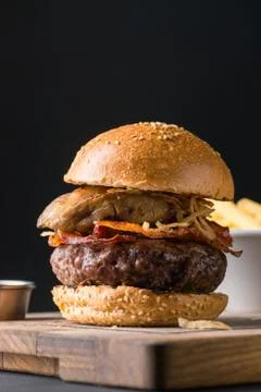 Succulent and tasty beef burger Stock Photos