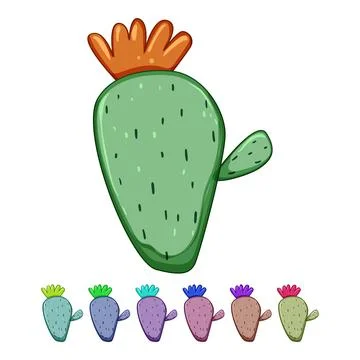 Succulent cactus cartoon vector graphic Stock Illustration