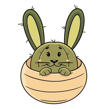 Succulent cactus rabbit. Hare. Stock Illustration