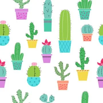 Succulent doodle texture  seamless pattern background. Great as textile print Stock Illustration