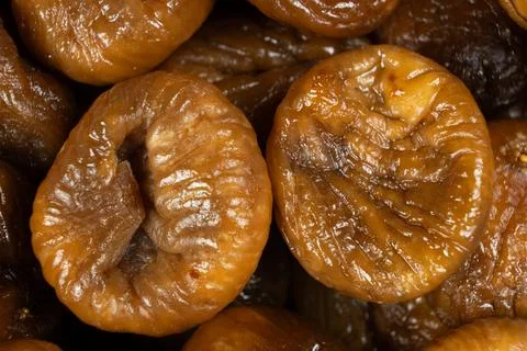 Succulent dried figs pattern, detailed view macro Stock Photos