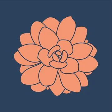 Succulent flower cute pattern. Vector silhouette logo. Element for design Illustrazione stock