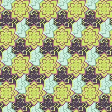 Succulent green and purple seamless pattern Stock Illustration